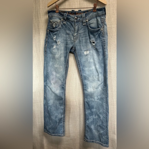 Rock Revival Men's Light Blue Bootcut Jeans - Picture 1 of 11